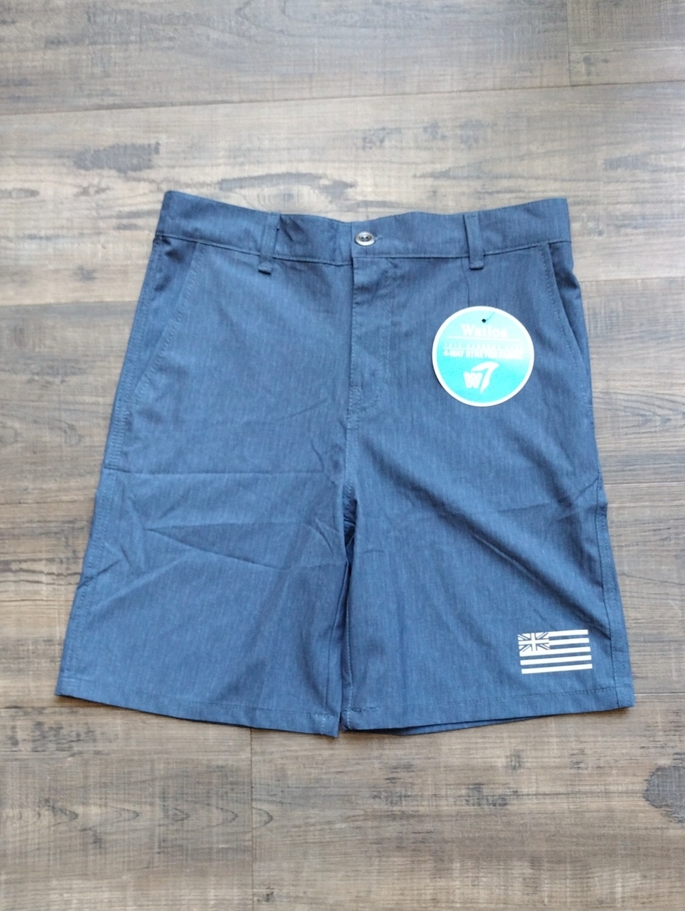 Boys Navy Swim Trunks with Small Flag Detail